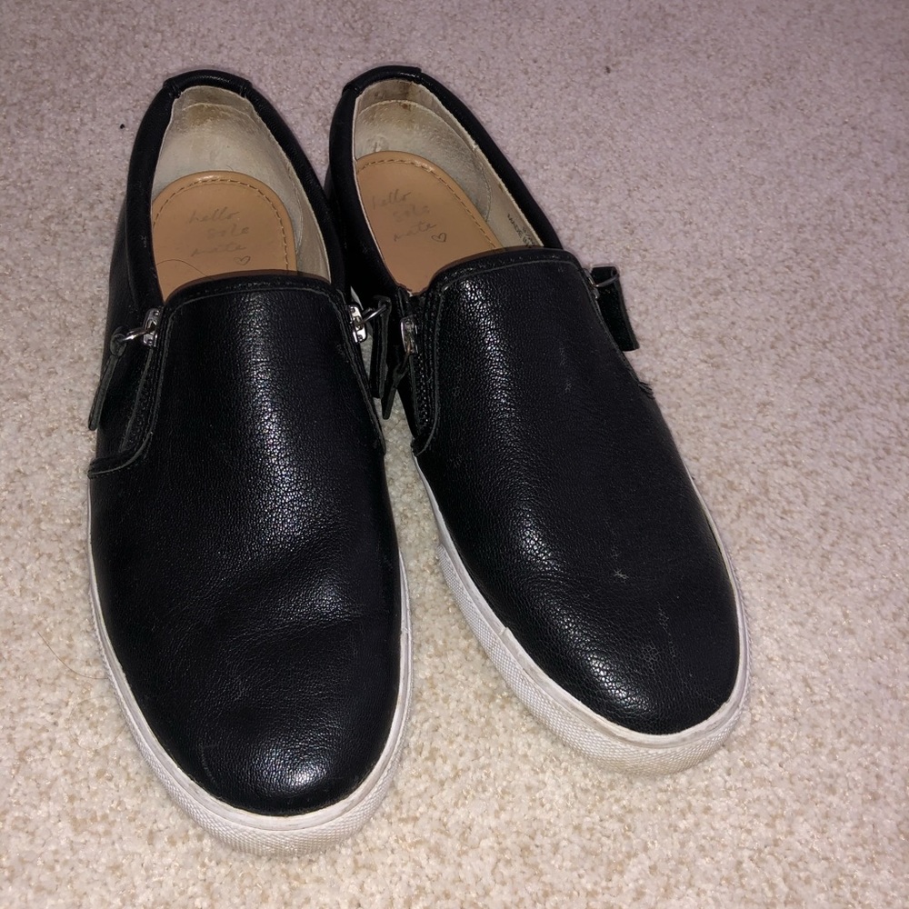 black slip on flats